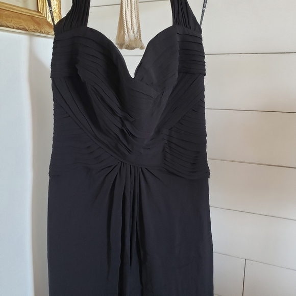 Neiman Marcus Tadashi 100% silk Black Halter Neck Formal Evening Dress size 8 - Picture 2 of 5